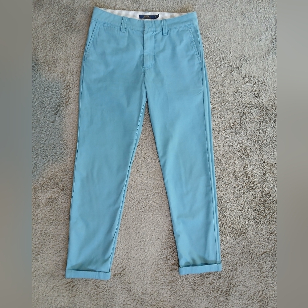Ralph Lauren Polo Blue Teal Cotton Straight Leg Chino Pants Size 2 - Picture 2 of 9